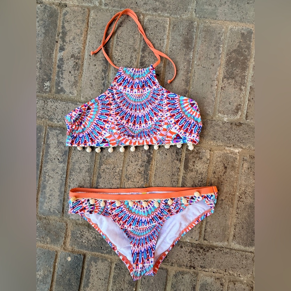Gianni Bini Vibrant Orange and Blue Bikini
